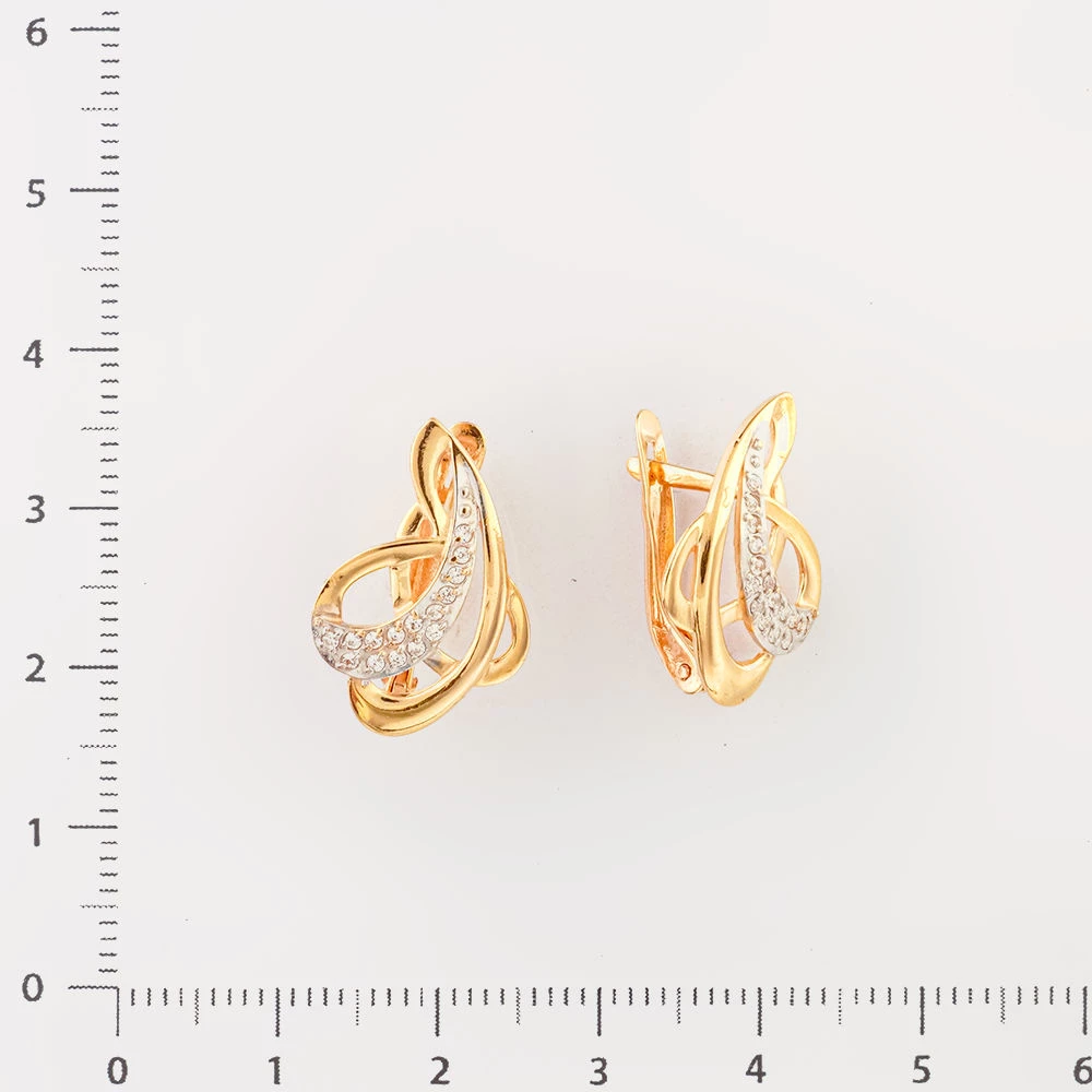 Серьги с фианитом из желтого золота 585 пробы