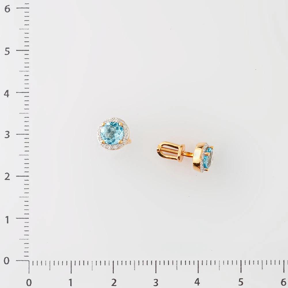 Серьги с топазом из красного золота 585 пробы