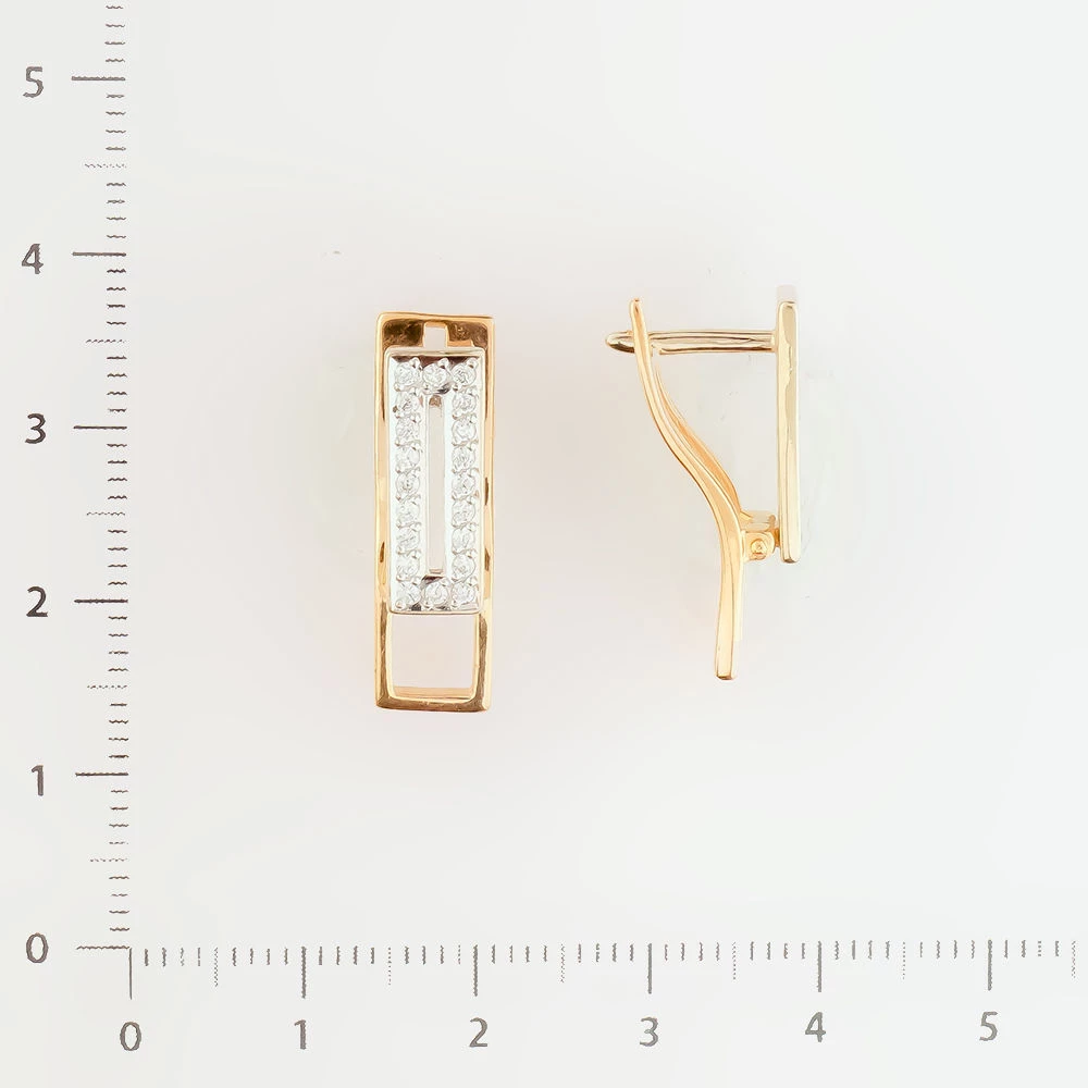 Серьги с фианитом из красного золота 585 пробы