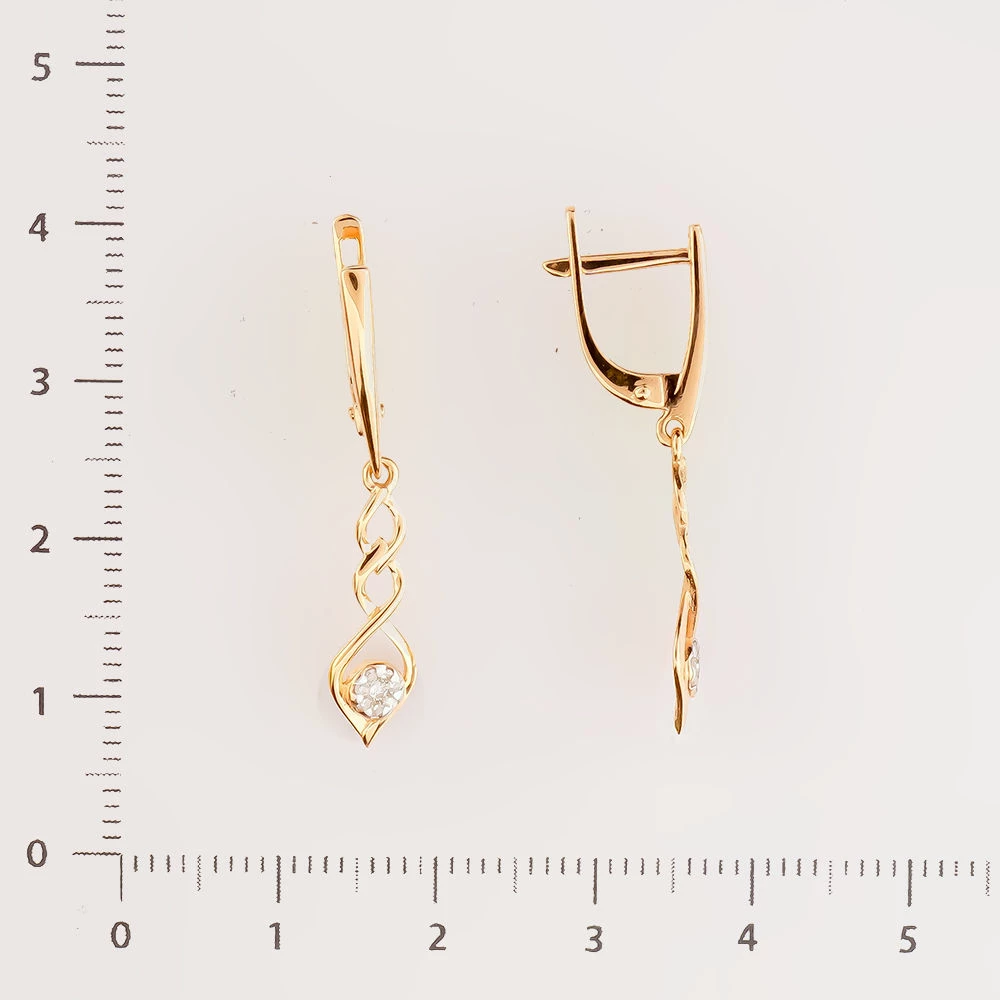 Серьги с бриллиантом из красного золота 585 пробы