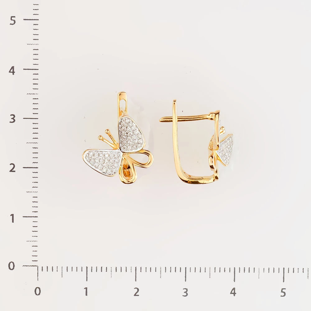 Серьги с бриллиантом из красного золота 585 пробы