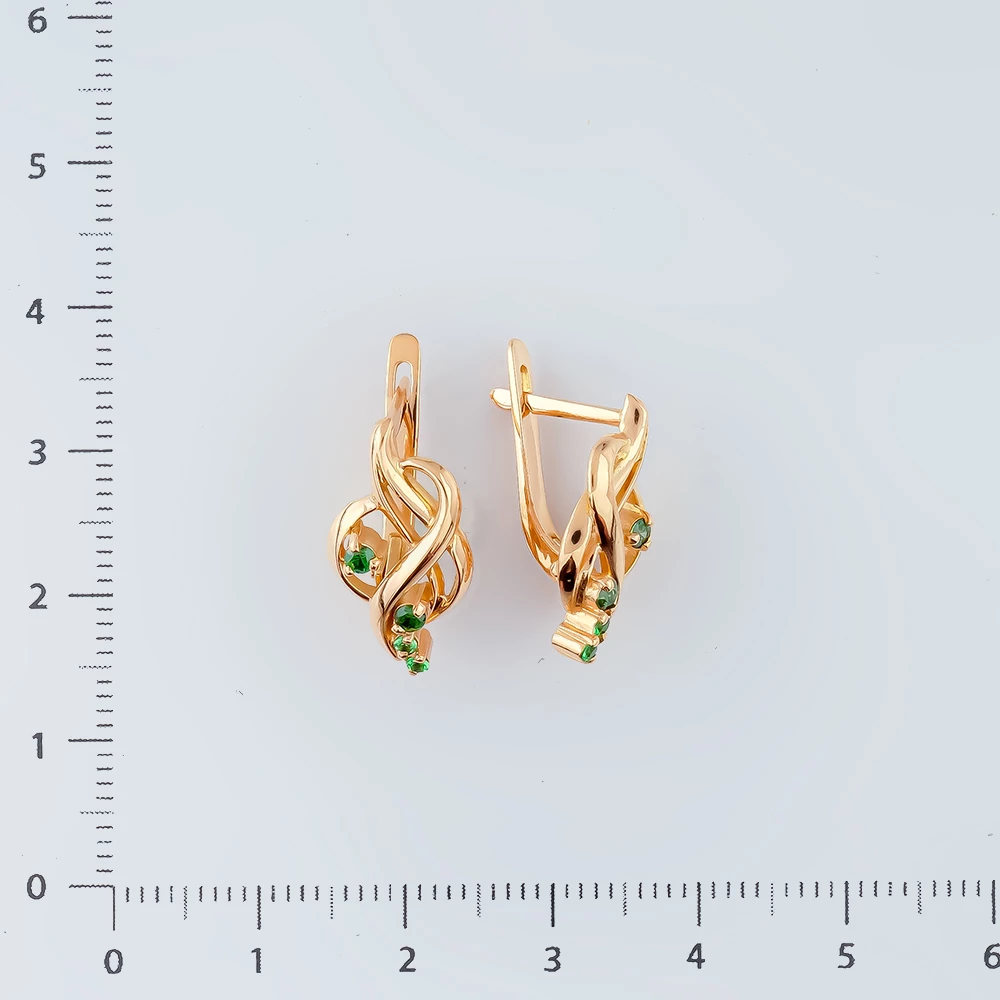 Серьги с фианитом из красного золота 585 пробы