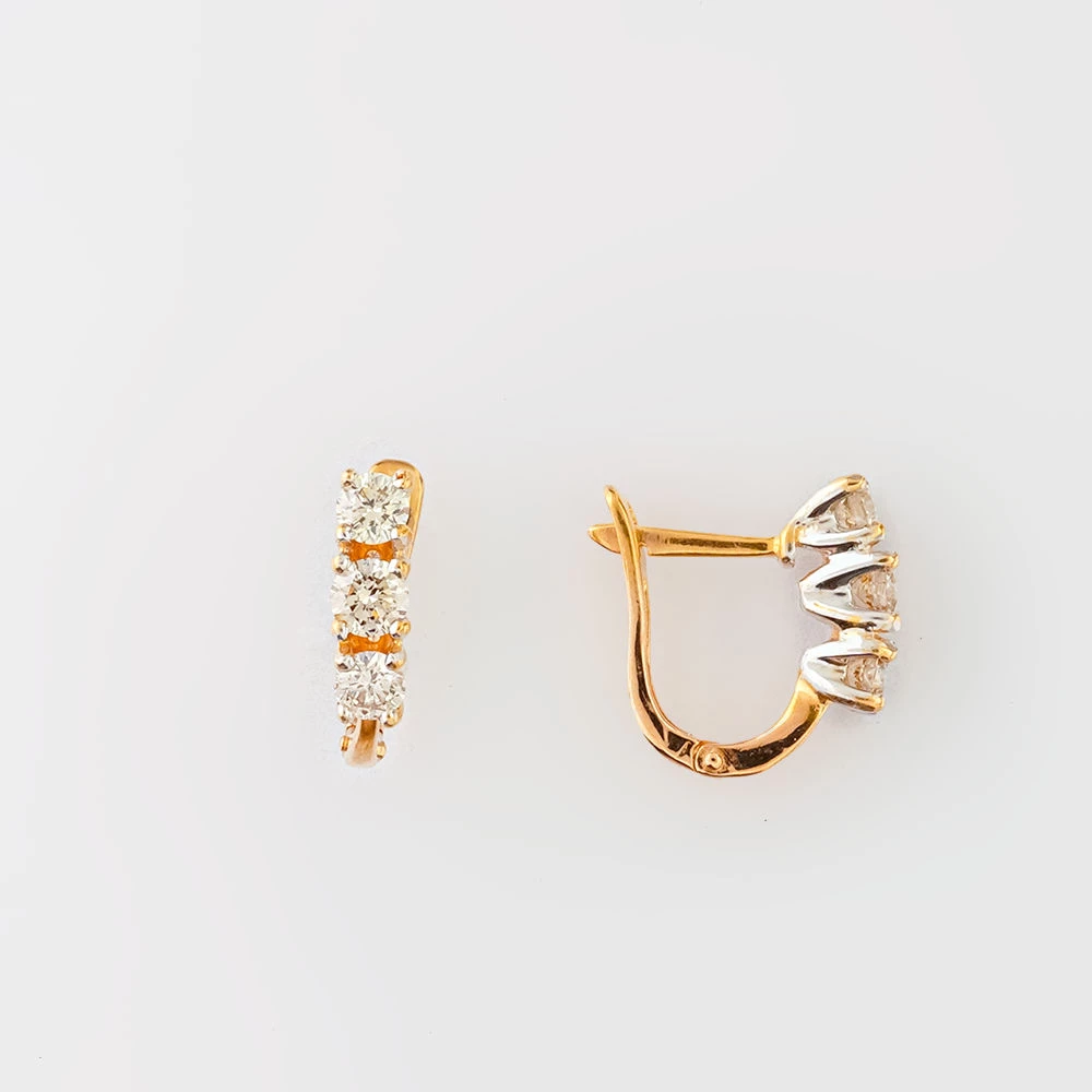 Серьги с бриллиантом из желтого золота 585 пробы