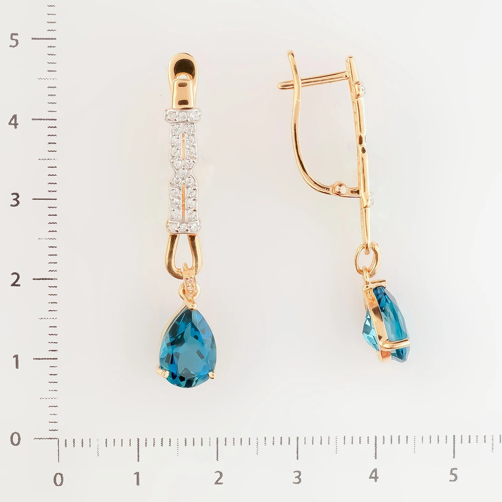 Серьги с топазом лондон из красного золота 585 пробы