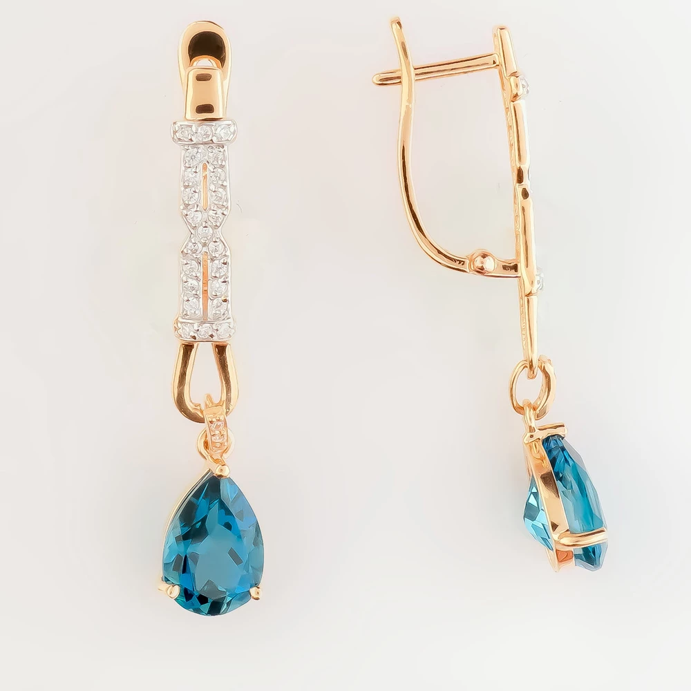 Серьги с топазом лондон из красного золота 585 пробы