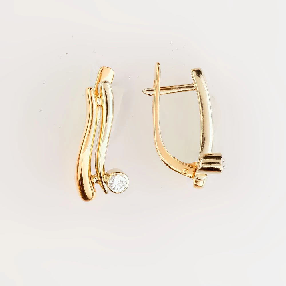 Серьги с бриллиантом из красного золота 585 пробы