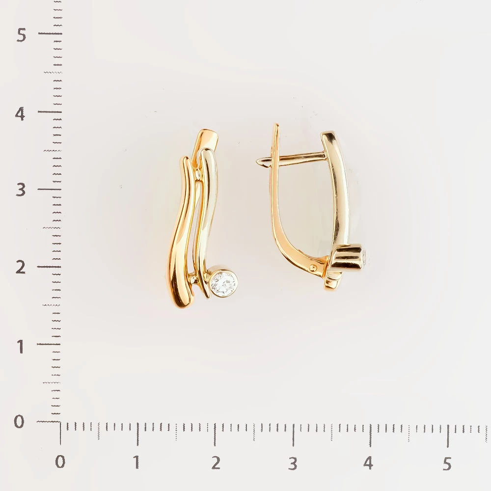 Серьги с бриллиантом из красного золота 585 пробы