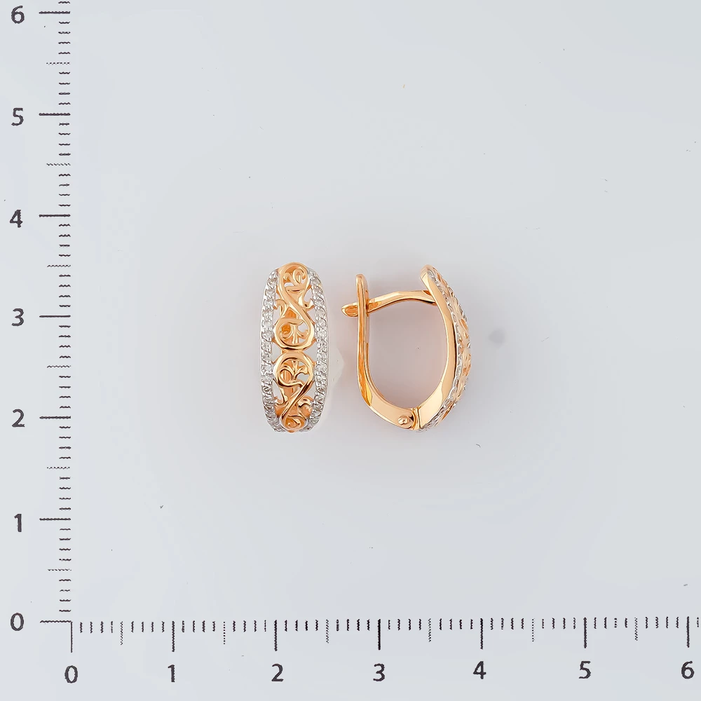 Серьги с бриллиантом из красного золота 585 пробы
