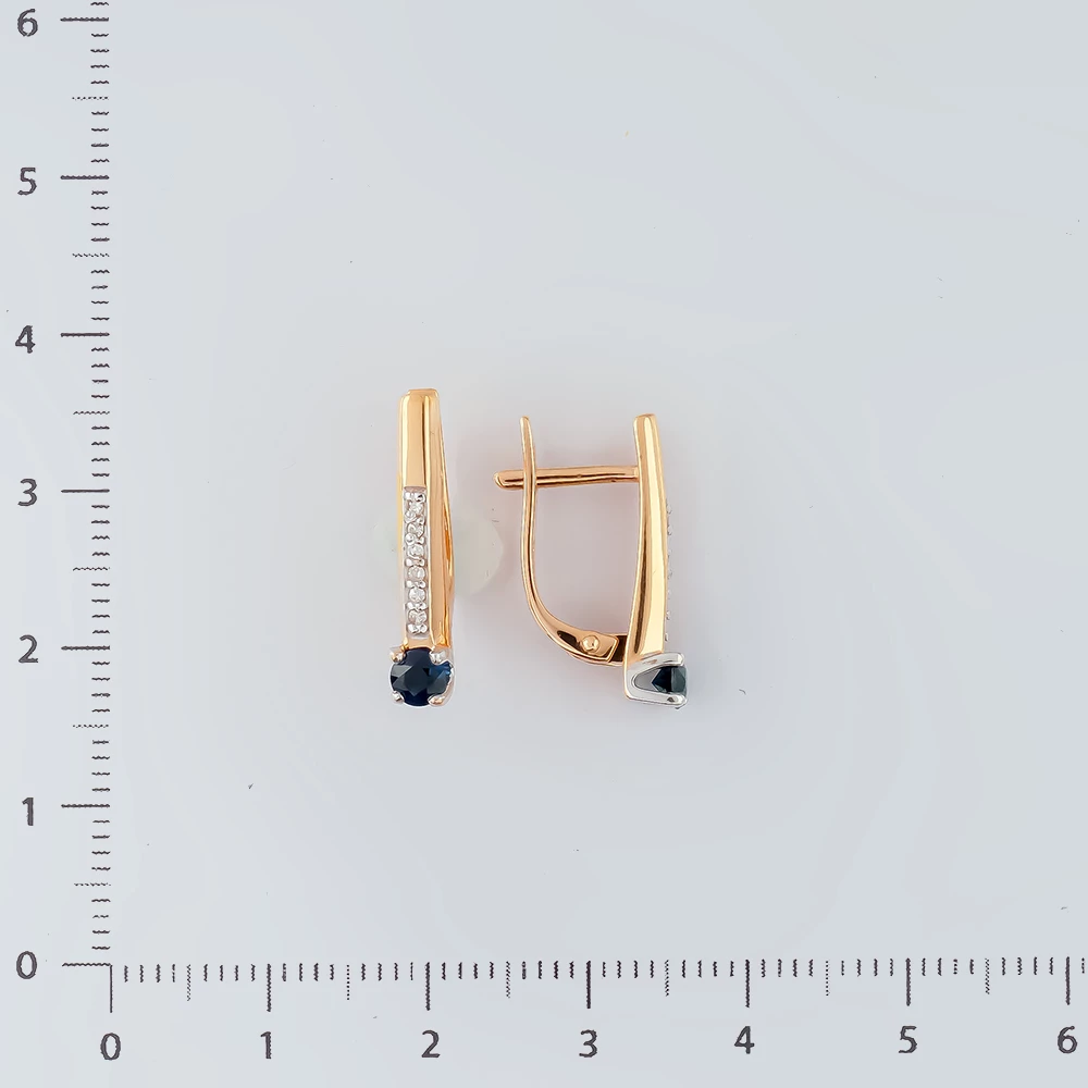 Серьги с сапфиром из красного золота 585 пробы
