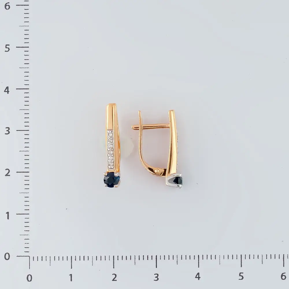 Серьги с сапфиром из красного золота 585 пробы 2