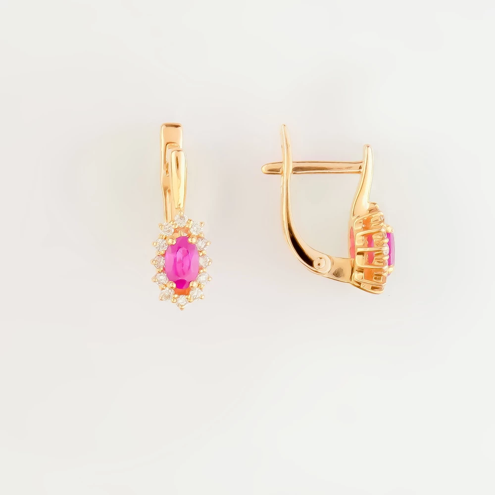 Серьги с рубином из красного золота 585 пробы