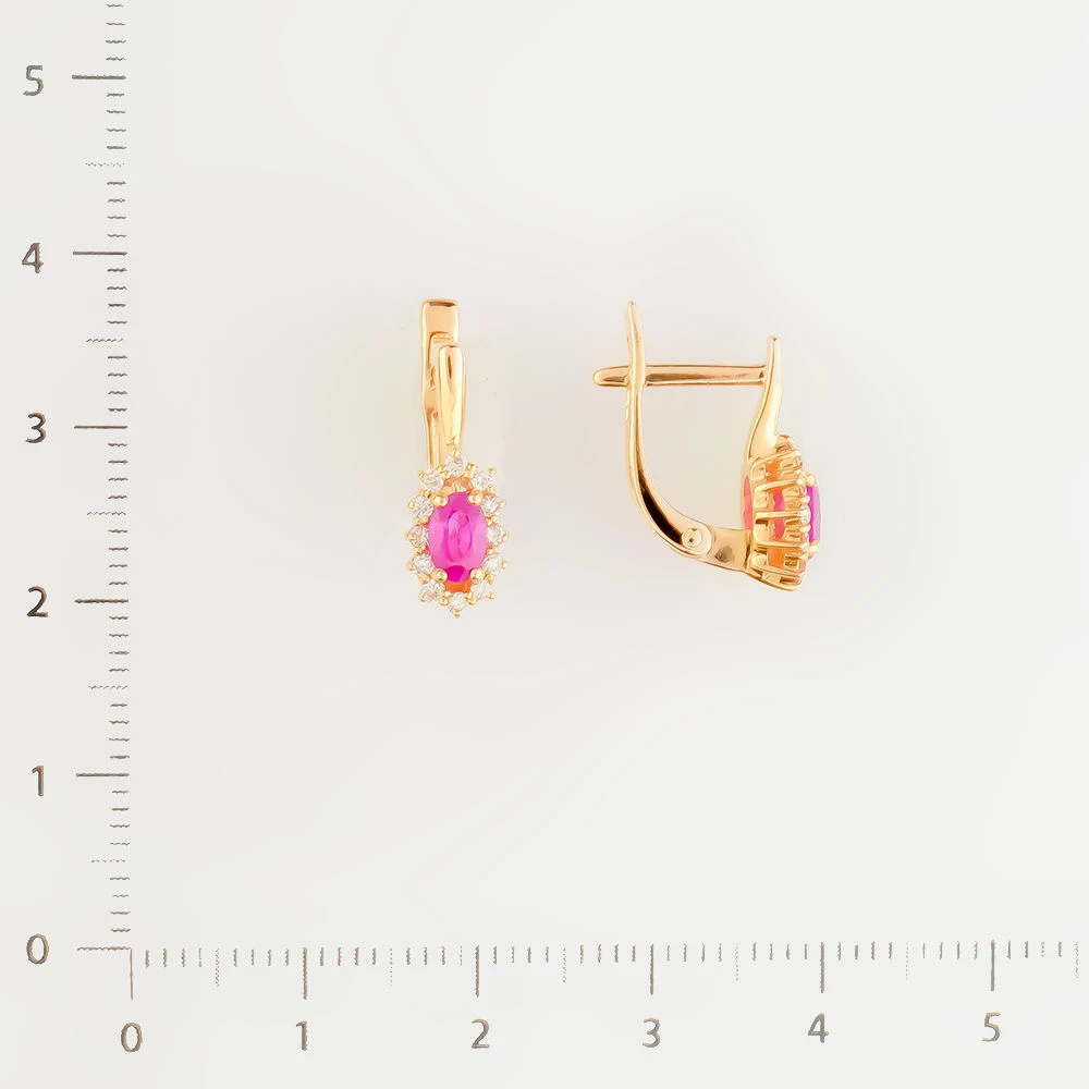 Серьги с рубином из красного золота 585 пробы