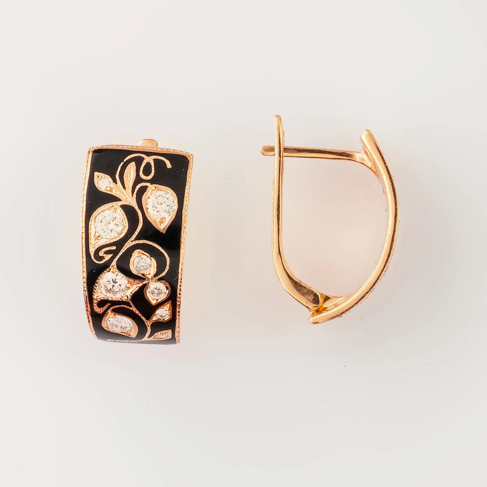 Серьги с бриллиантом из красного золота 585 пробы