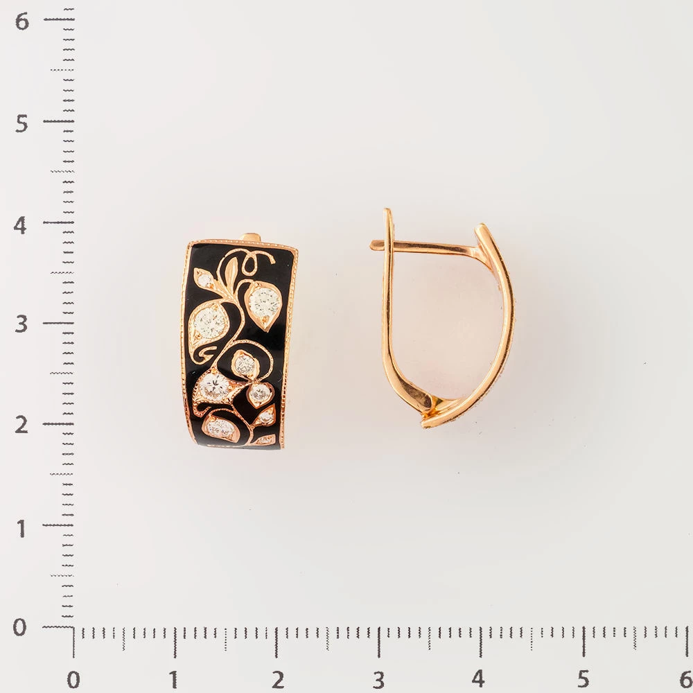 Серьги с бриллиантом из красного золота 585 пробы