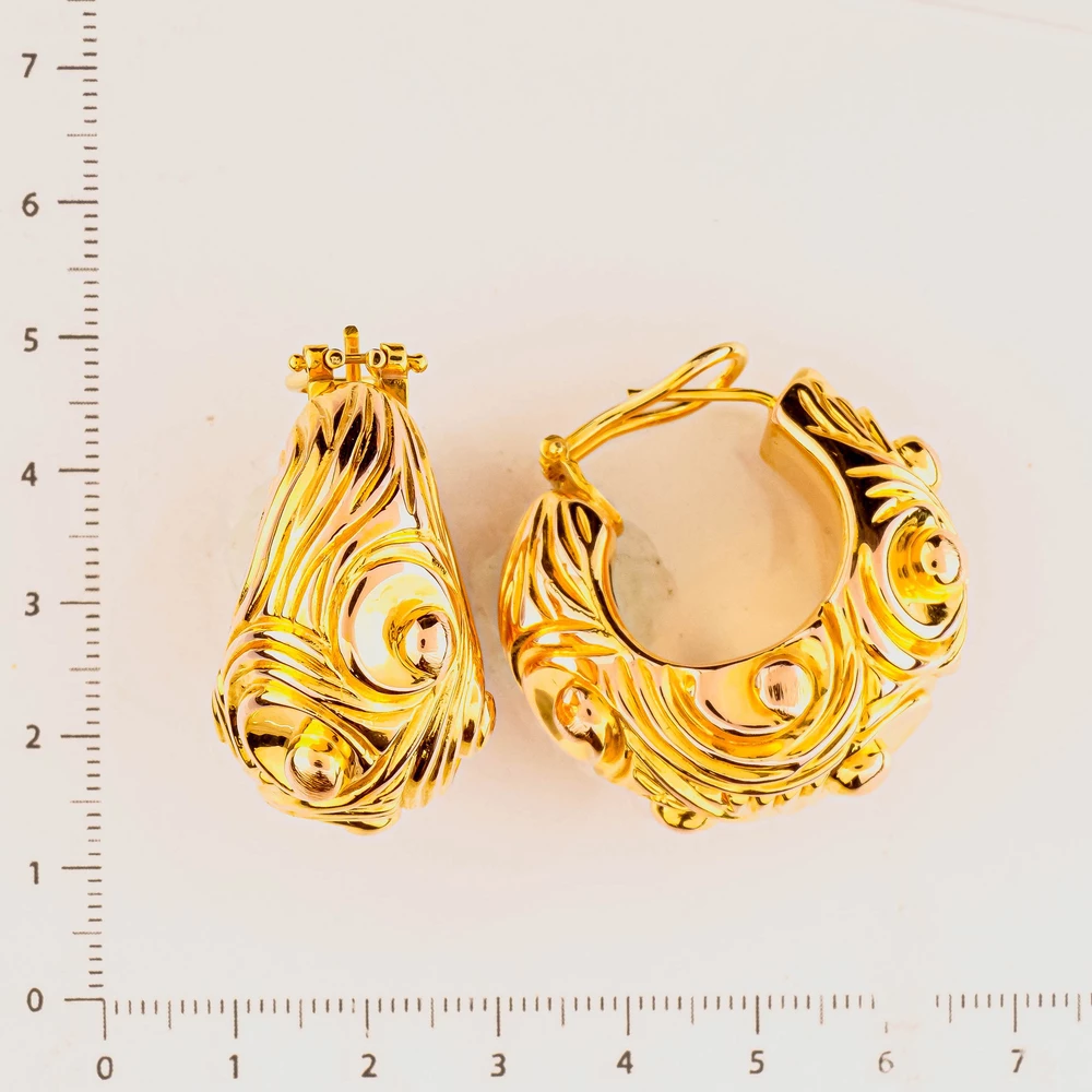 Серьги конго из желтого золота 585 пробы