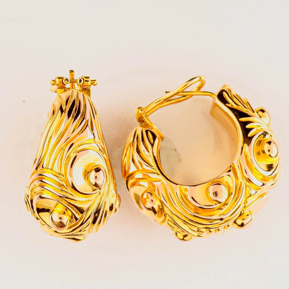 Серьги конго из желтого золота 585 пробы