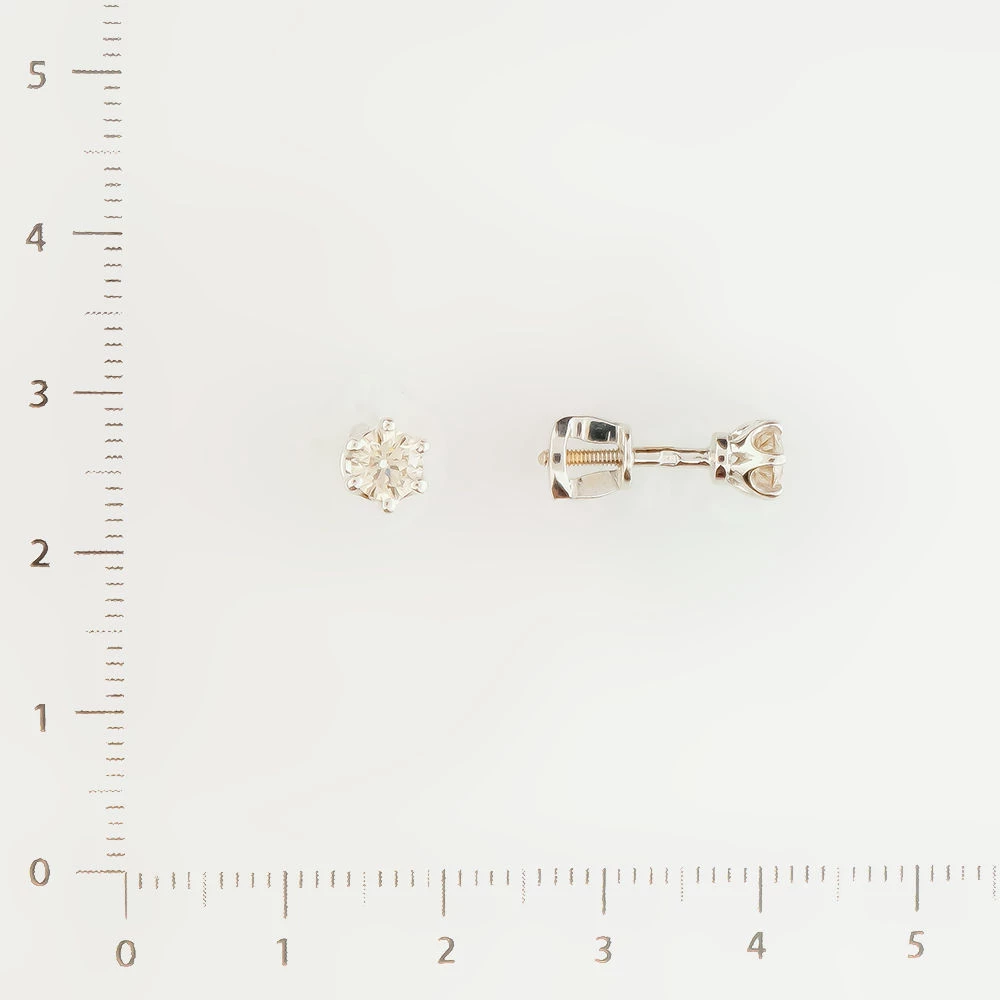 Серьги с бриллиантом из белого золота 585 пробы