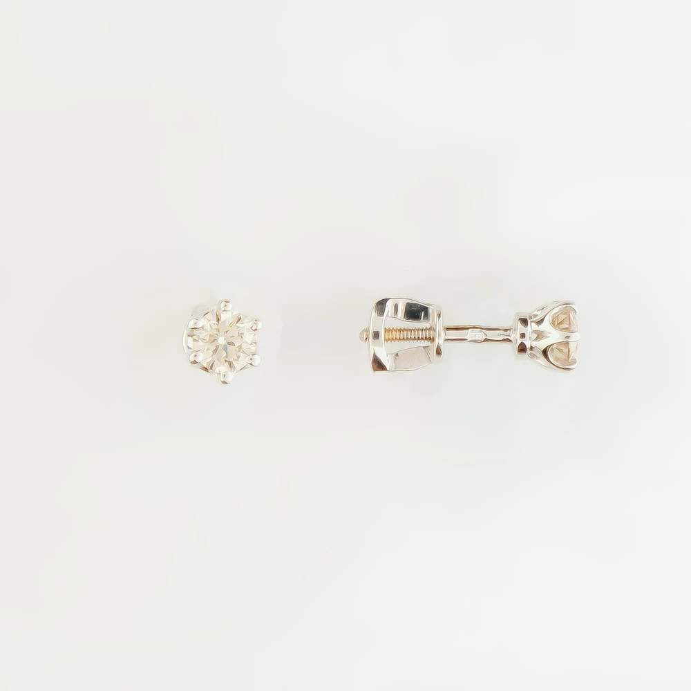 Серьги с бриллиантом из белого золота 585 пробы