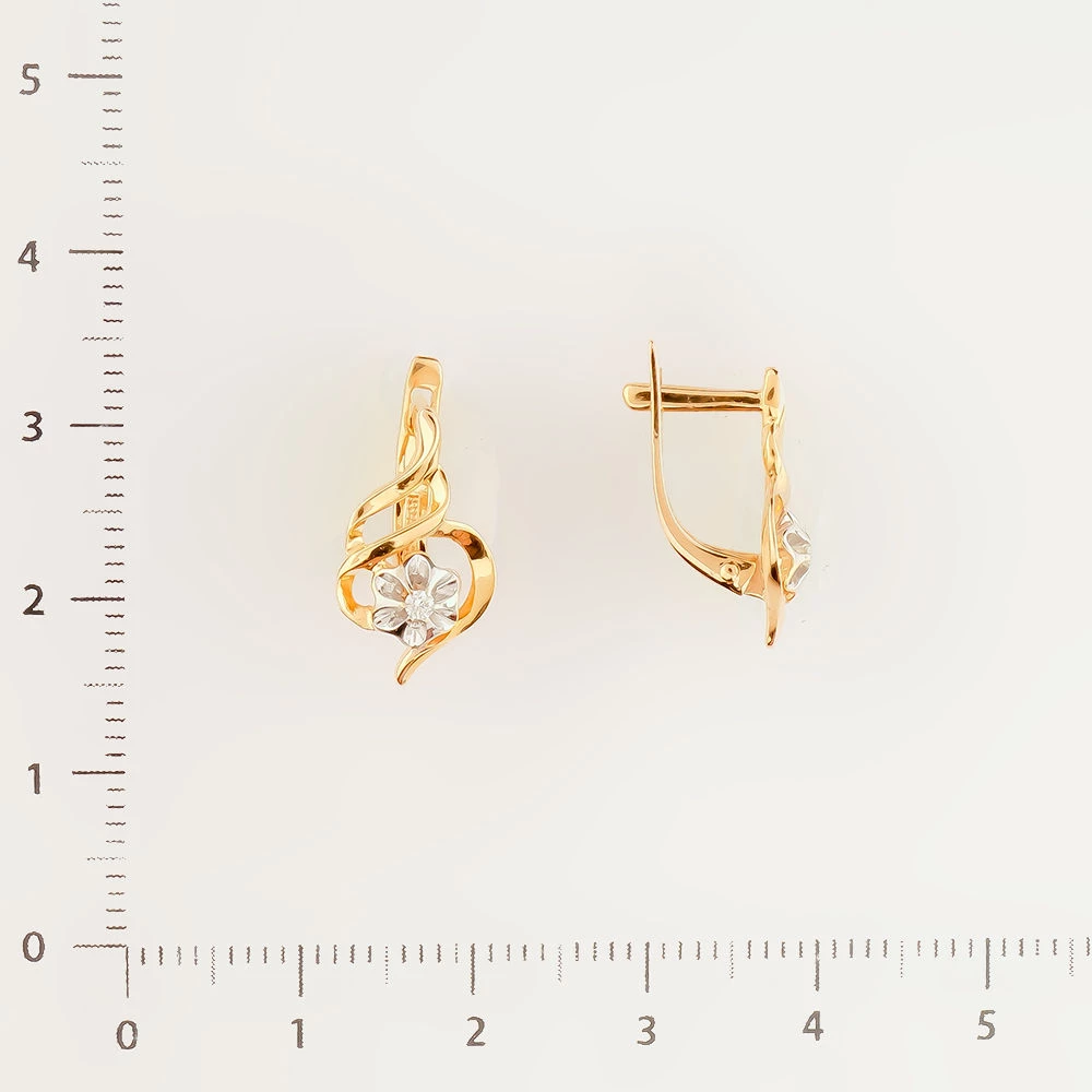 Серьги с бриллиантом из красного золота 585 пробы