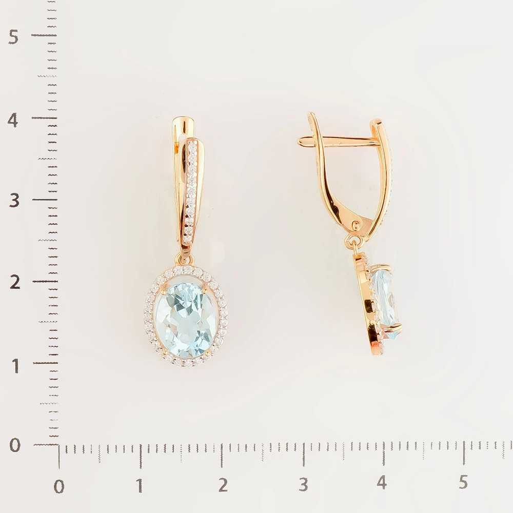 Серьги с топазом из красного золота 585 пробы
