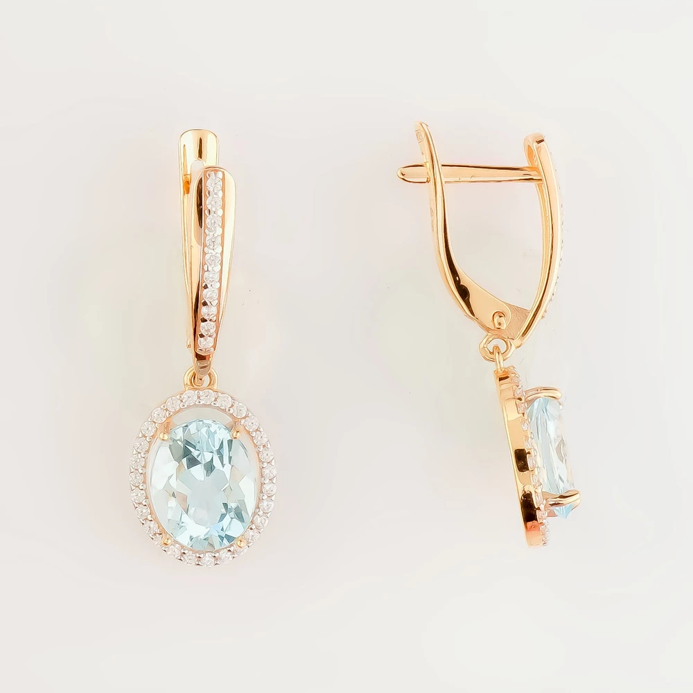 Серьги с топазом из красного золота 585 пробы