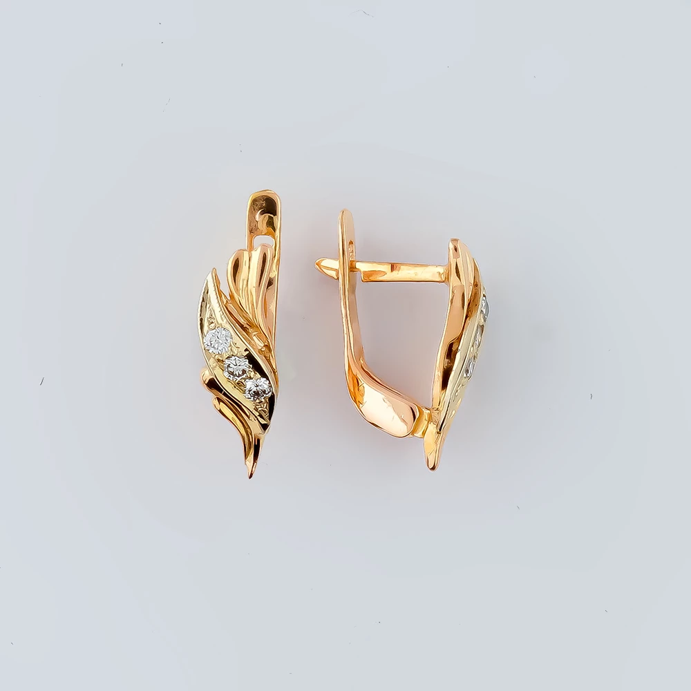 Серьги с бриллиантом из красного золота 585 пробы