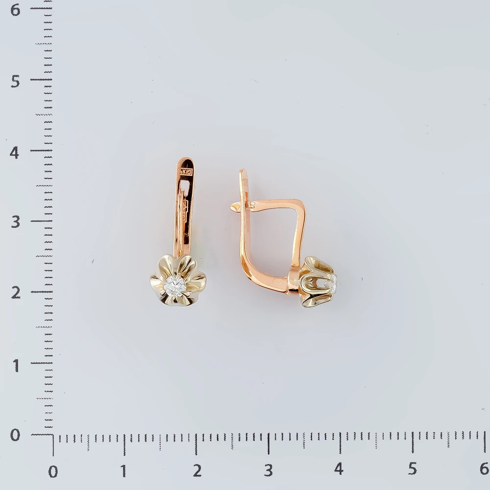 Серьги с бриллиантом из красного золота 583 пробы