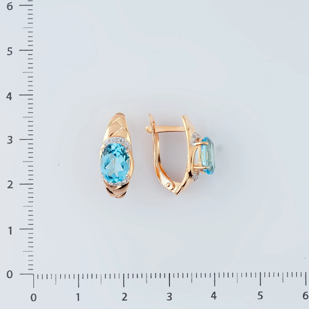 Серьги с топазом из красного золота 585 пробы