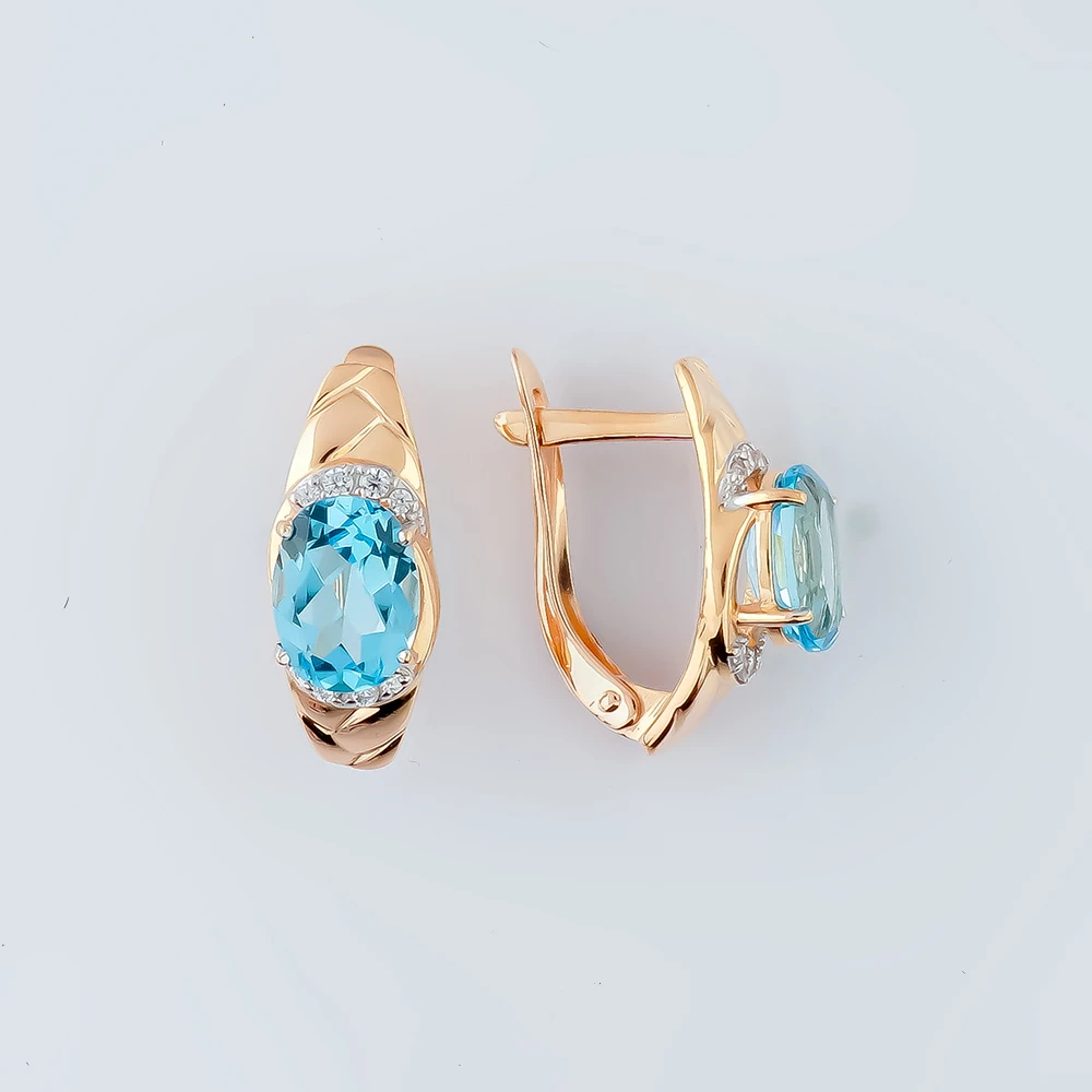 Серьги с топазом из красного золота 585 пробы