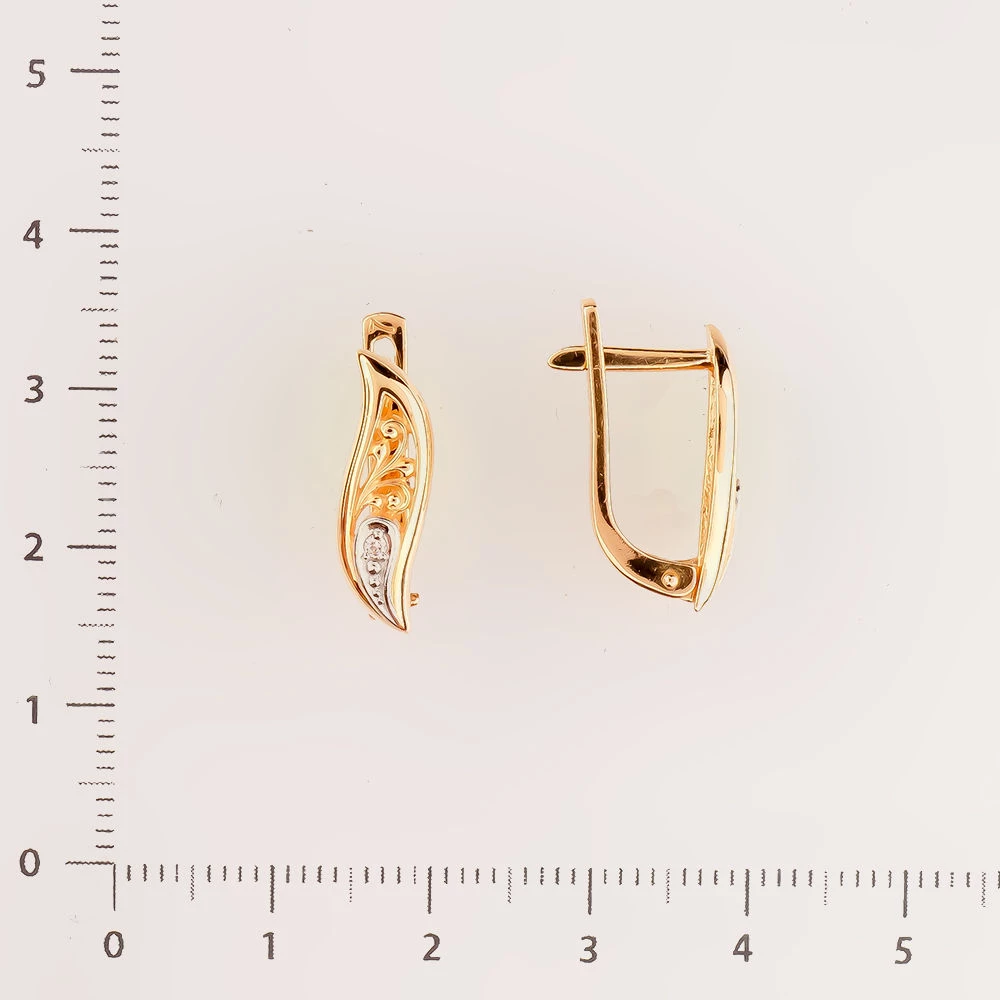 Серьги с фианитом из красного золота 585 пробы