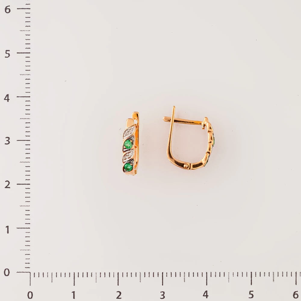 Серьги с изумрудом из красного золота 585 пробы