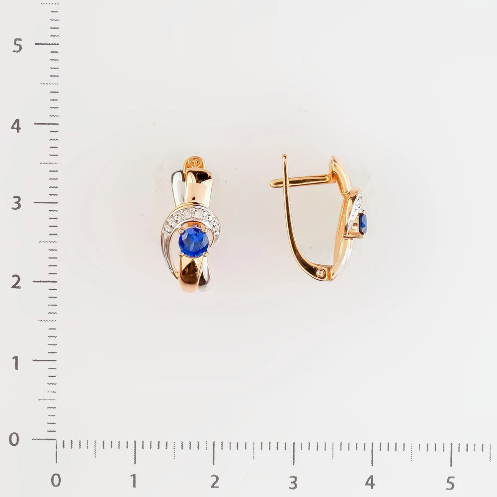 Серьги с сапфиром синтетическим из красного золота 585 пробы