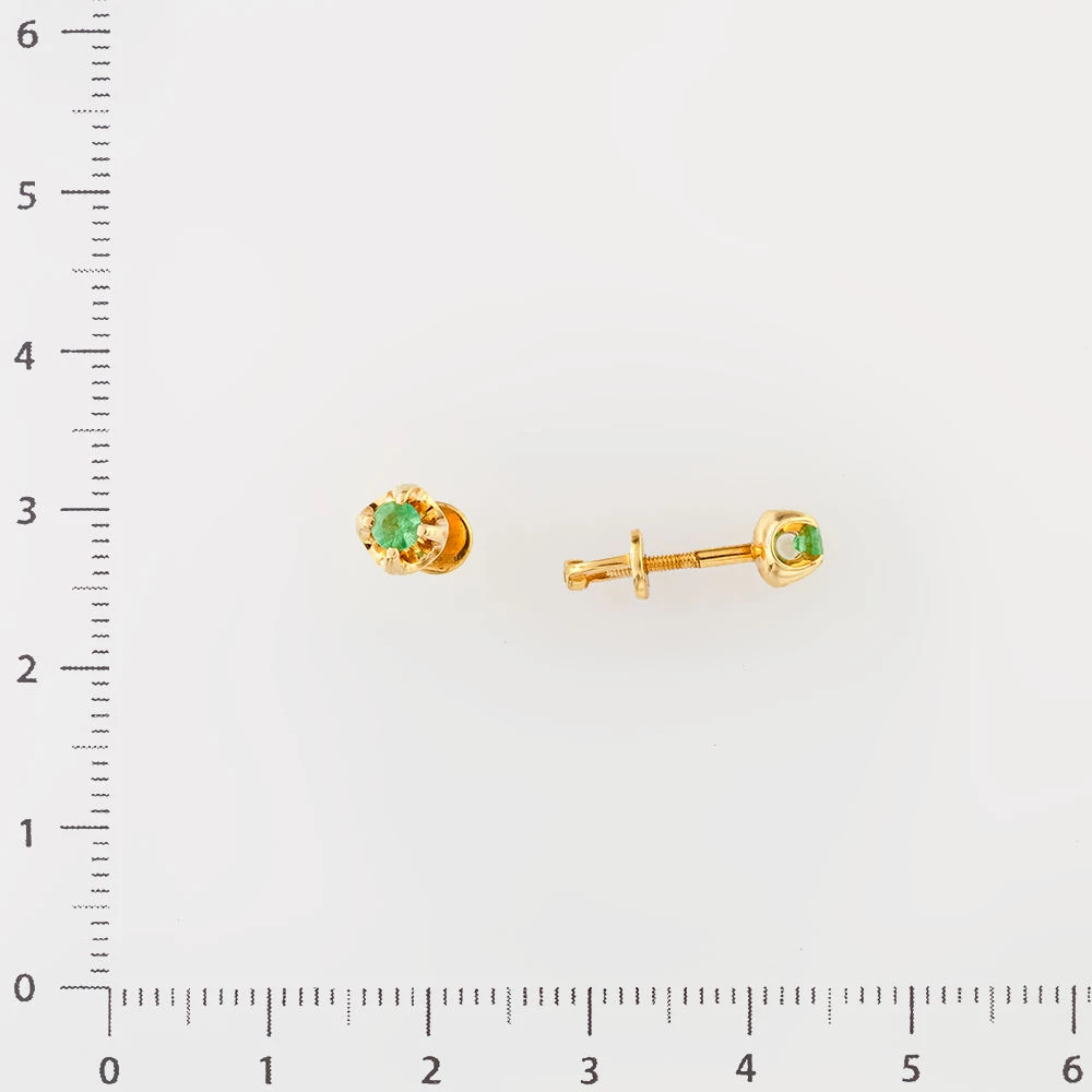 Серьги с изумрудом из желтого золота 585 пробы