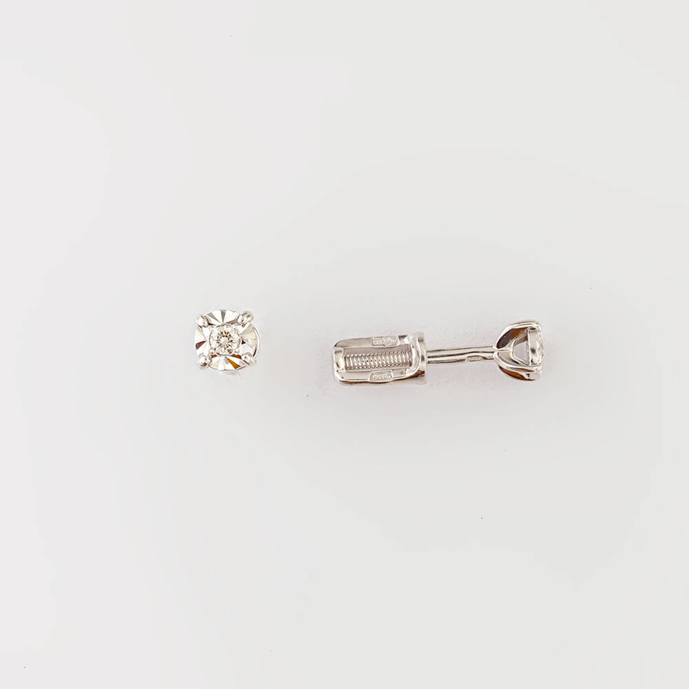 Серьги с бриллиантом из белого золота 585 пробы