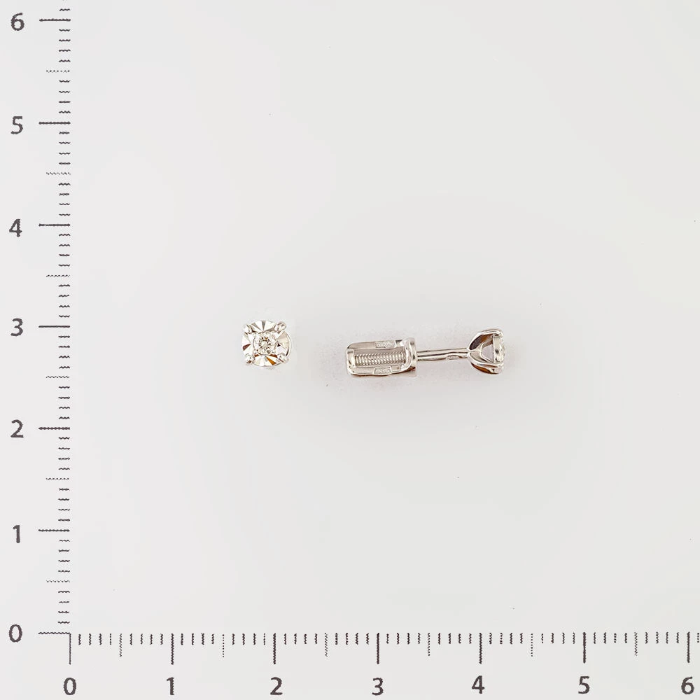 Серьги с бриллиантом из белого золота 585 пробы