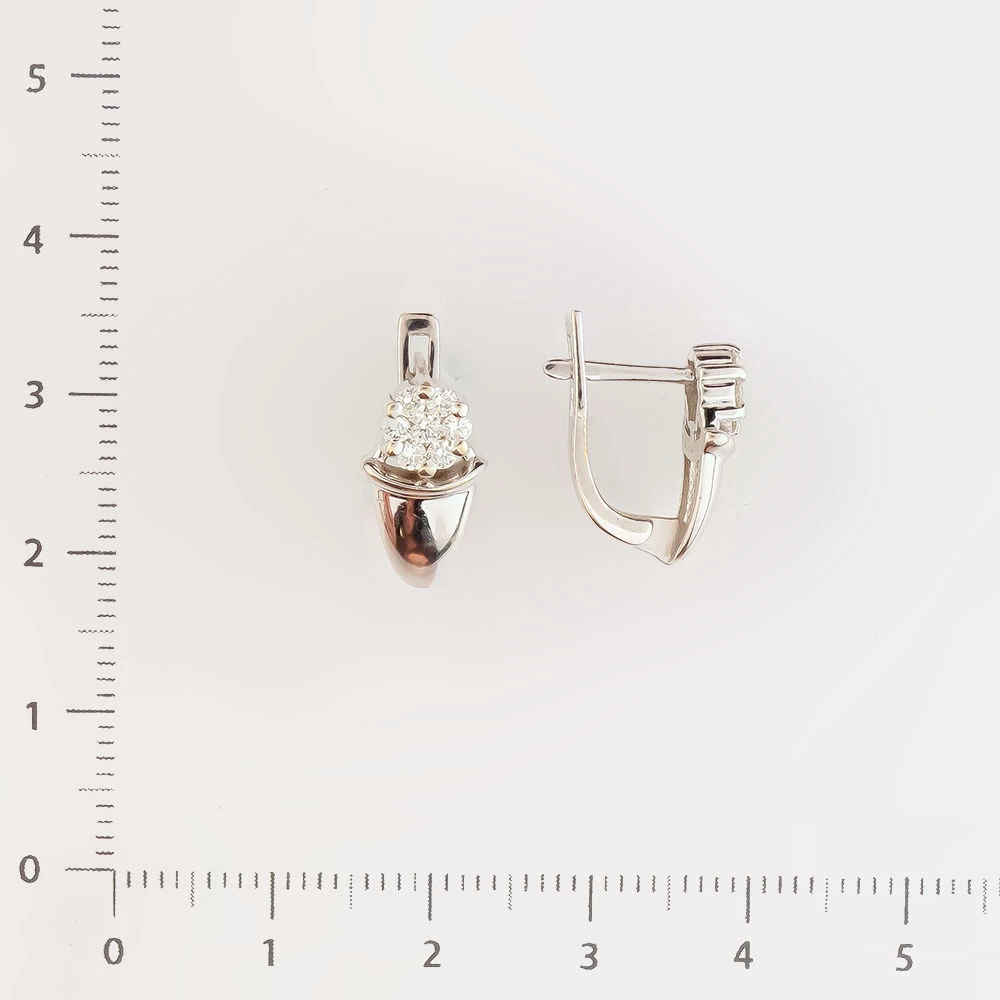 Серьги с бриллиантом из белого золота 585 пробы