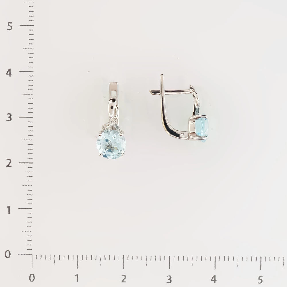 Серьги с топазом из белого золота 585 пробы