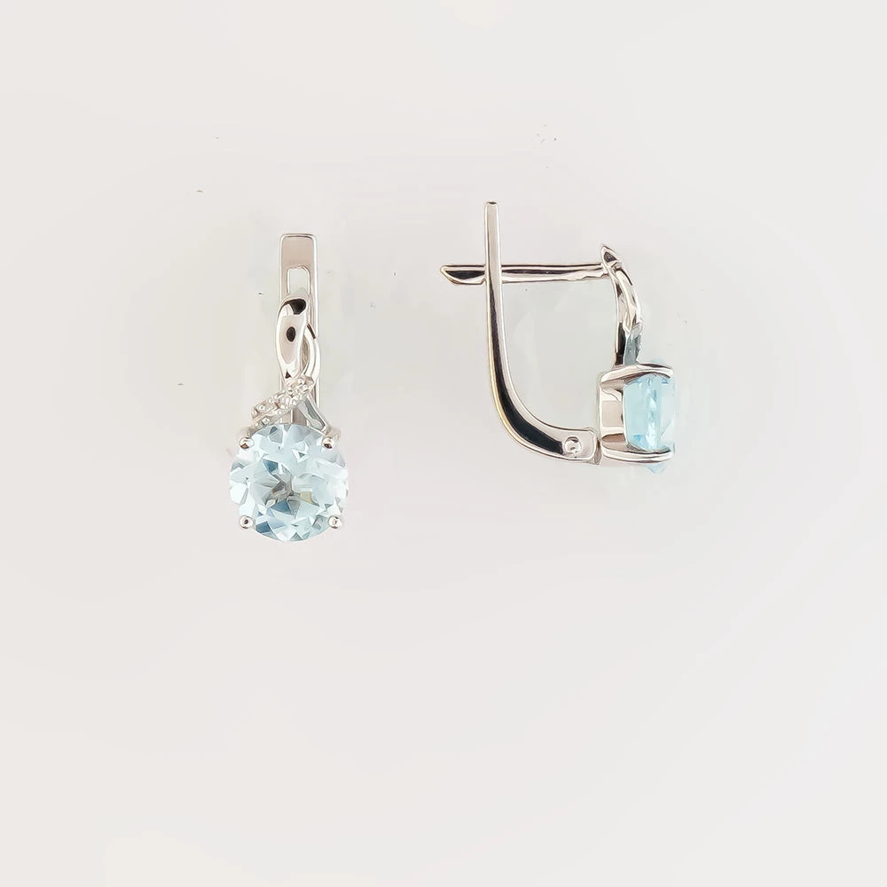 Серьги с топазом из белого золота 585 пробы