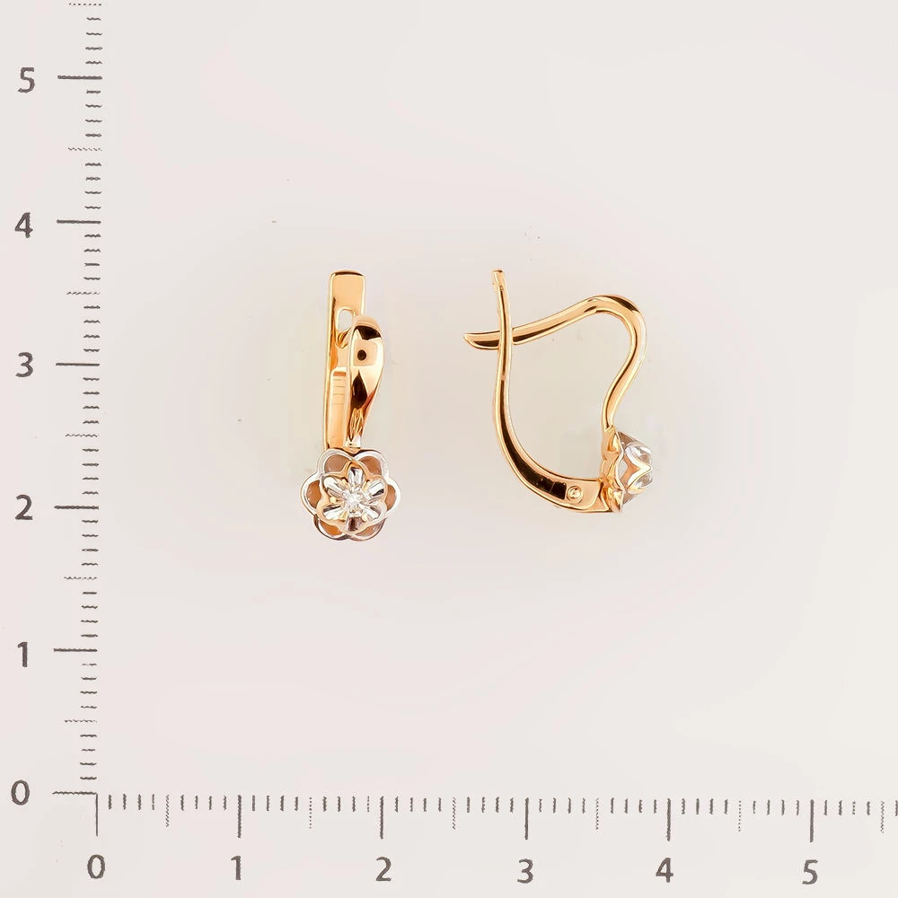 Серьги с бриллиантом из красного золота 585 пробы