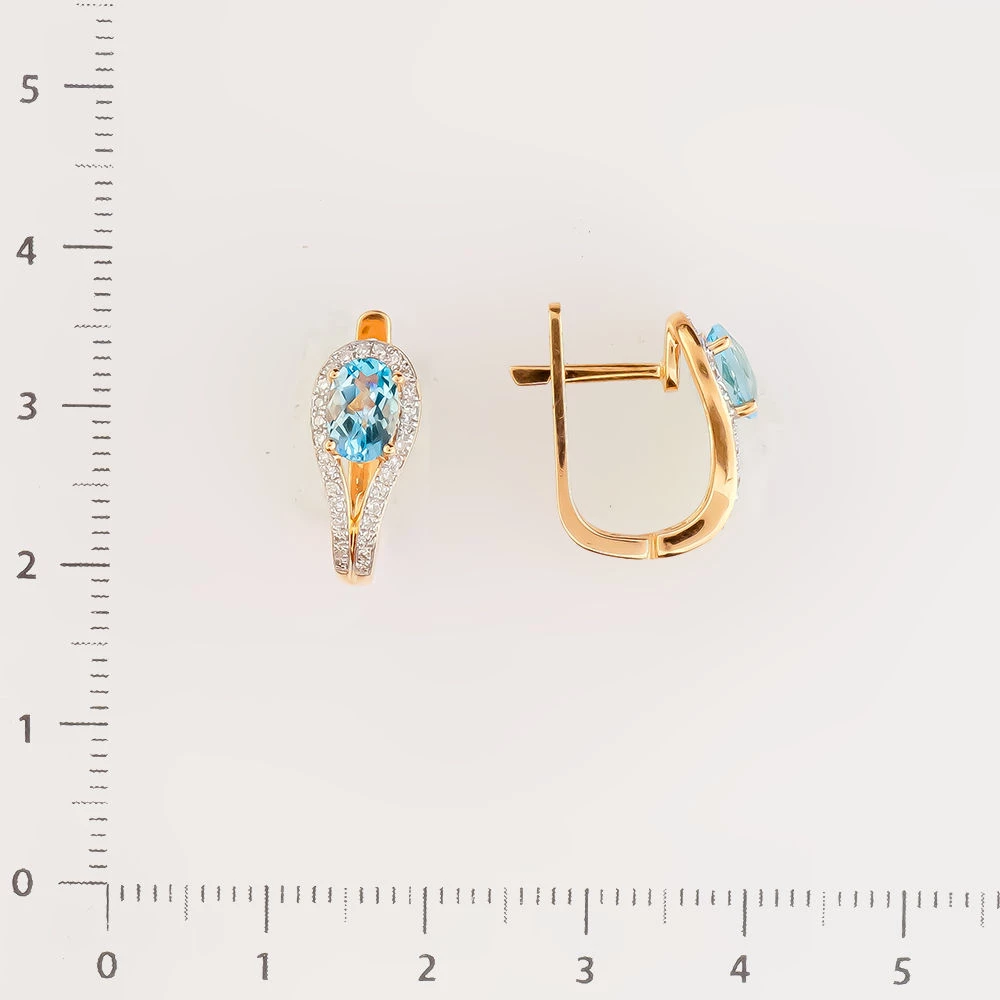 Серьги с топазом из красного золота 585 пробы