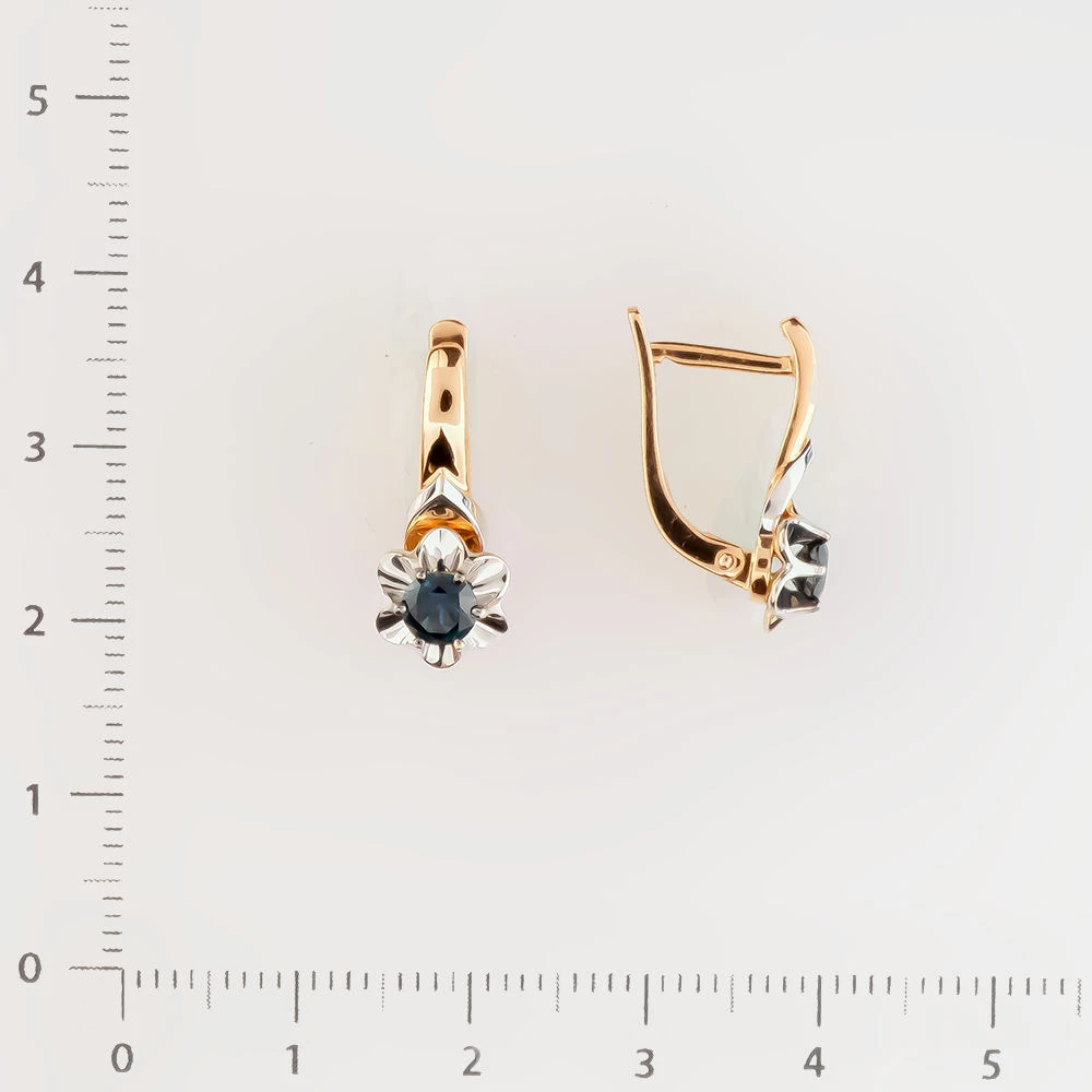 Серьги с сапфиром из красного золота 585 пробы