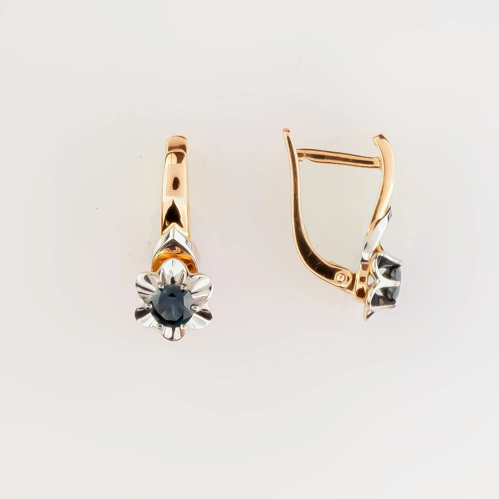 Серьги с сапфиром из красного золота 585 пробы