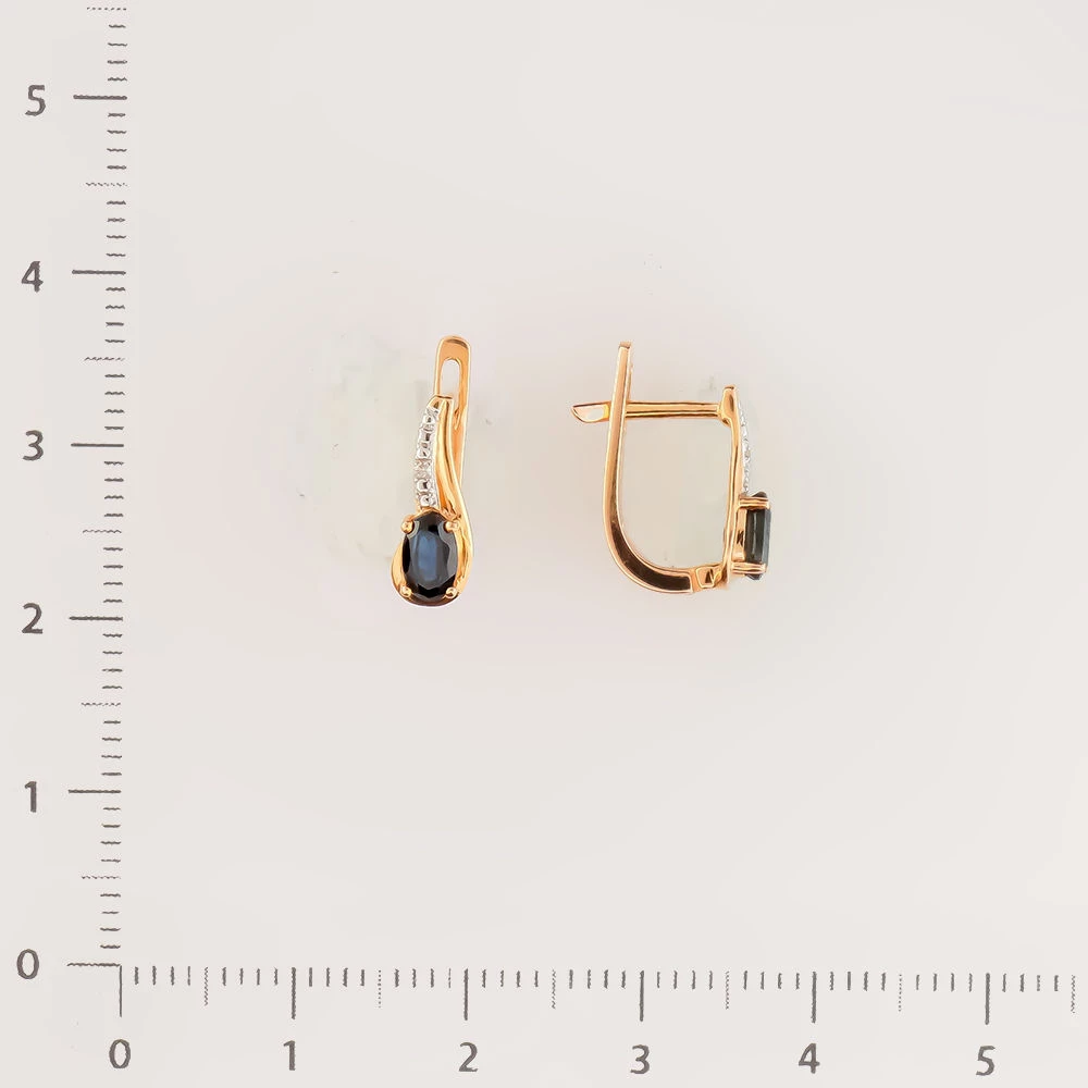 Серьги с сапфиром из красного золота 585 пробы