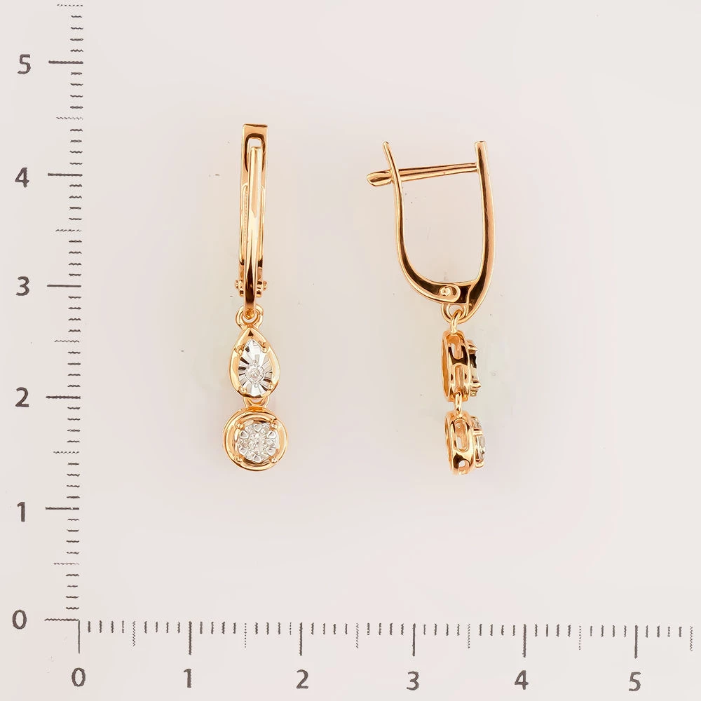 Серьги с бриллиантом из красного золота 585 пробы