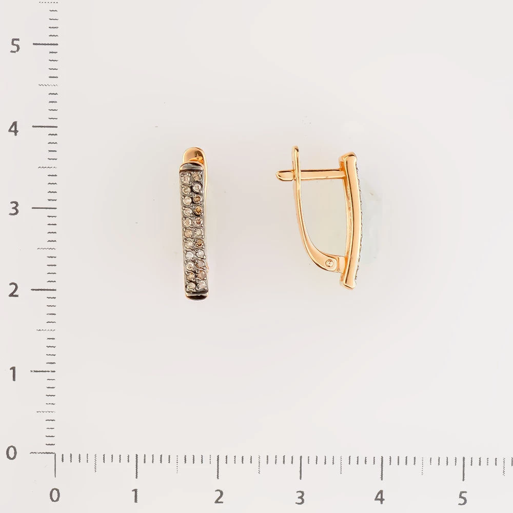 Серьги с бриллиантом из красного золота 585 пробы