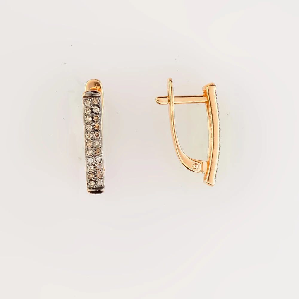 Серьги с бриллиантом из красного золота 585 пробы