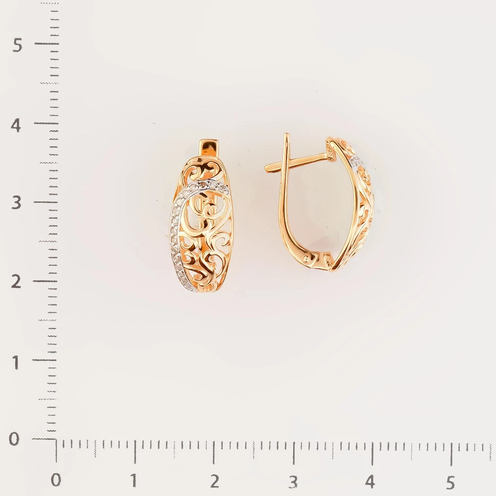 Серьги с бриллиантом из красного золота 585 пробы