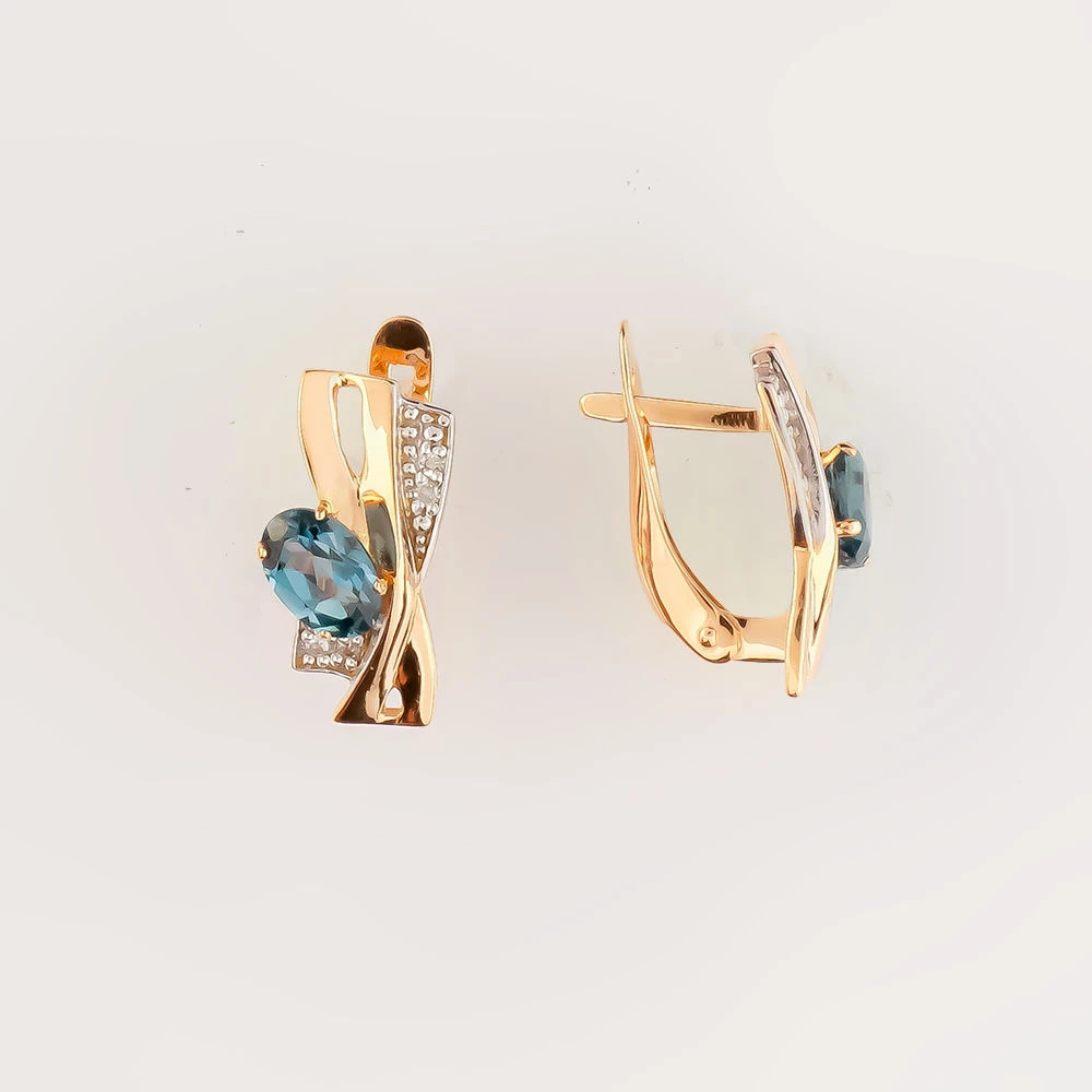 Серьги с топазом лондон из красного золота 585 пробы