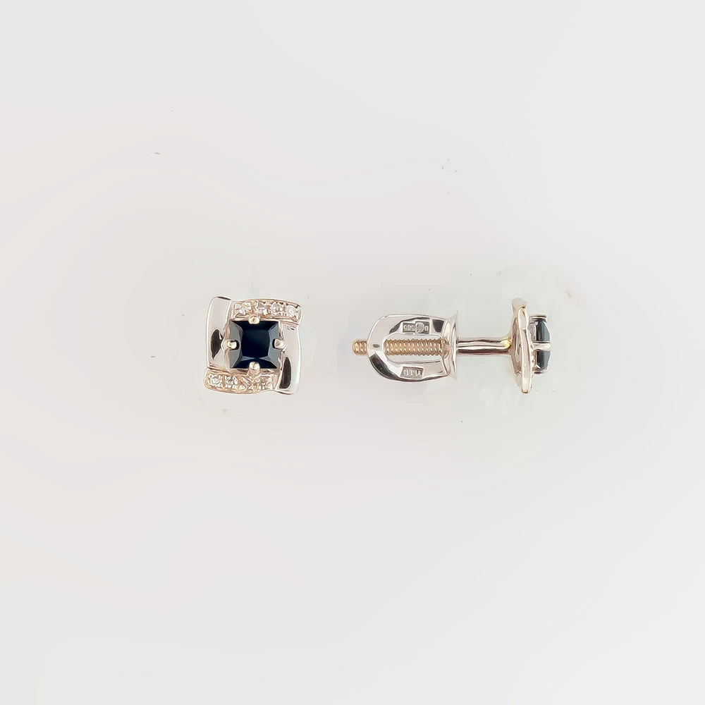 Серьги с сапфиром из белого золота 585 пробы