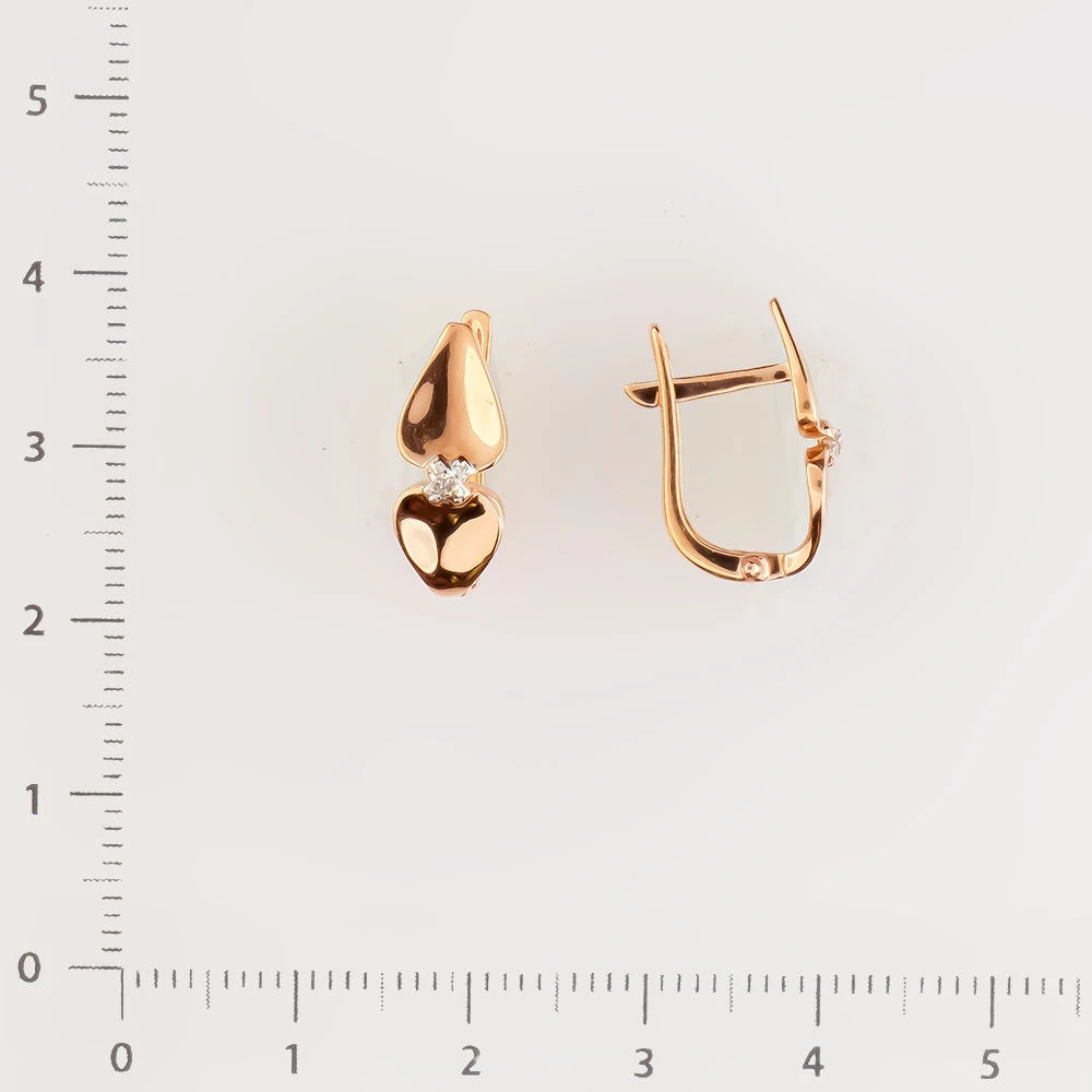 Серьги с бриллиантом из красного золота 375 пробы